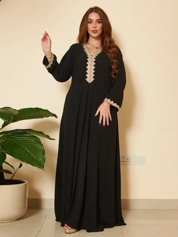 Wholesale New Trendy Modest Eid Ramadan Long Sleeve Hot Sale Ladies Wear Muslim Maxi Dress Abaya Fancy Dubai Kaftan