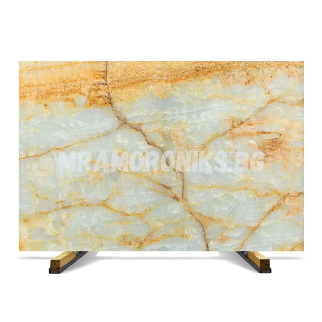 Excellent Transparent Onyx Slabs & Tiles White Golden Lines Natural Stones Marble Stones for Hotel and Villa Wall and Floor Deco