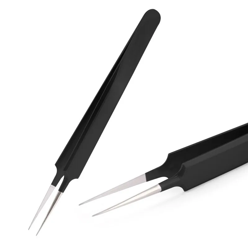 Private Logo Pointed Stainless Eyelash Extension Russia Volume Tweezers Eyebrow Tweezer Nippers Colorful Titanium