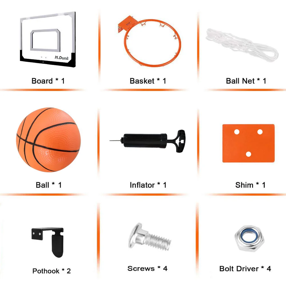 Pro Indoor Mini Basketball Hoop Over The Door Wall Mounted Basketball Hoop Set with Complete Accessories