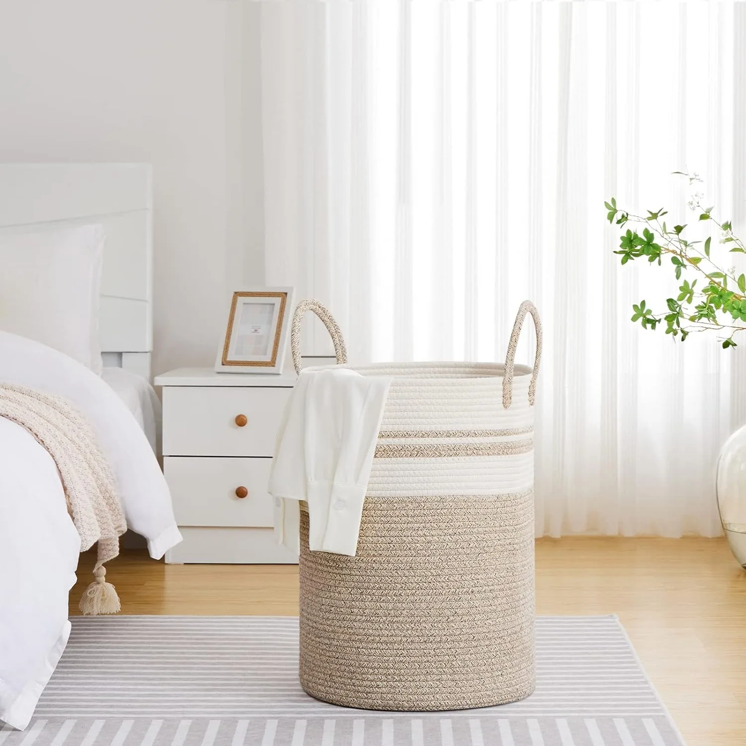 Best Selling Modern Cotton Storage Basket Laundry Hamper Natural Woven Cotton Basket Storage Home Decoration made in Vietnam