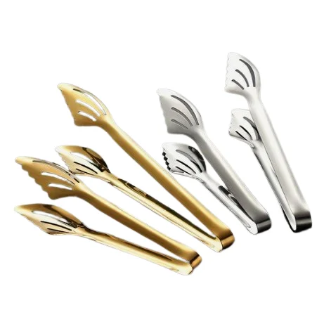 Gold Silver Finished Kitchenware Tool Food Tongs Stainless Steel Ice Cube Sugar Tongs Clip Elegant Style Metal Serving Tong