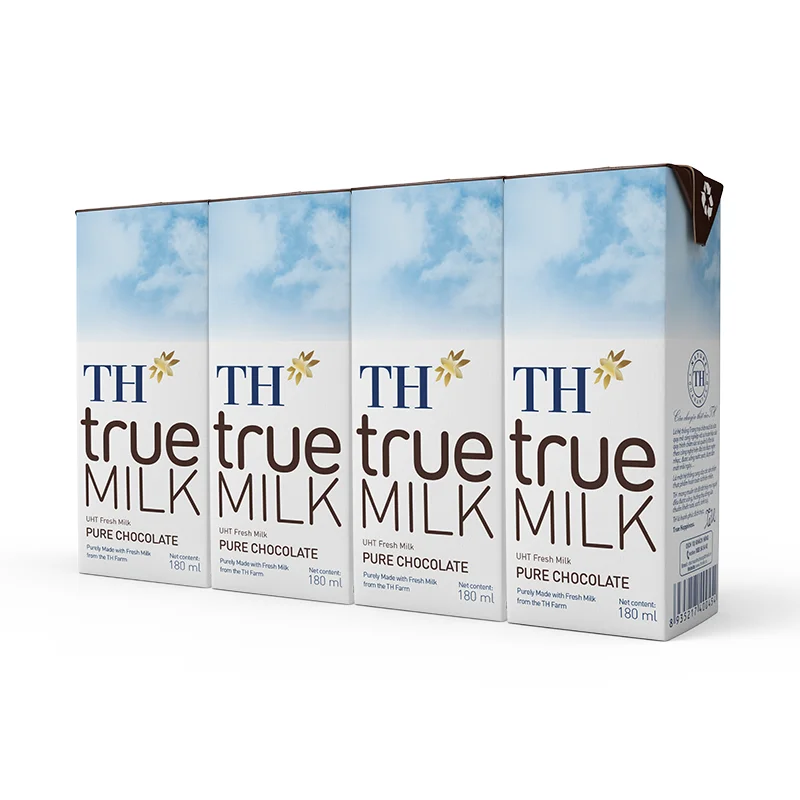 TH True Milk UHT Chocolate Fresh Milk 180ml Organic Sterilized Dairy Products Flavored Milk with 6 Months Shelf Life