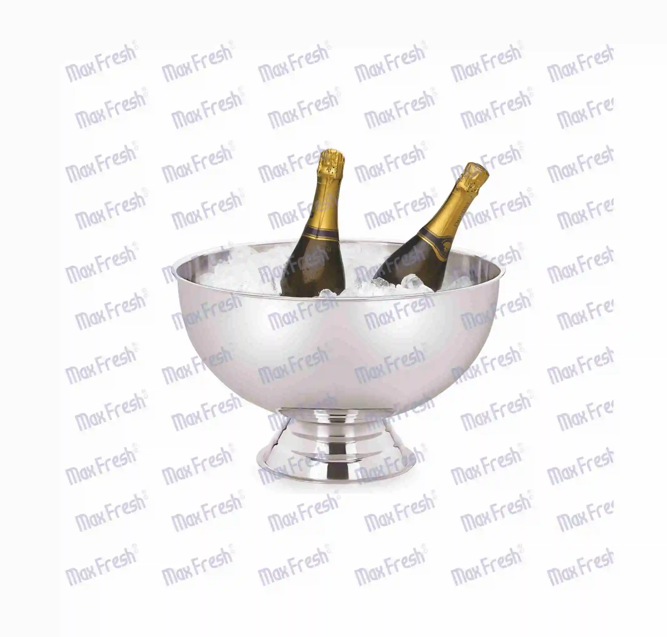 Maxfresh Punch Large Bowl Metal Ice Bowl for Wine Cooler Stainless Steel Champagne Ice Bowl for Celebration