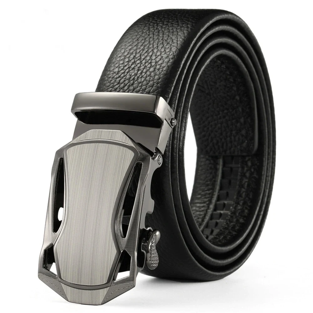 Best Men Belts Metal Automatic Buckle Brand High Quality Leather Belts for Men Famous Brand Luxury Work Business Strap