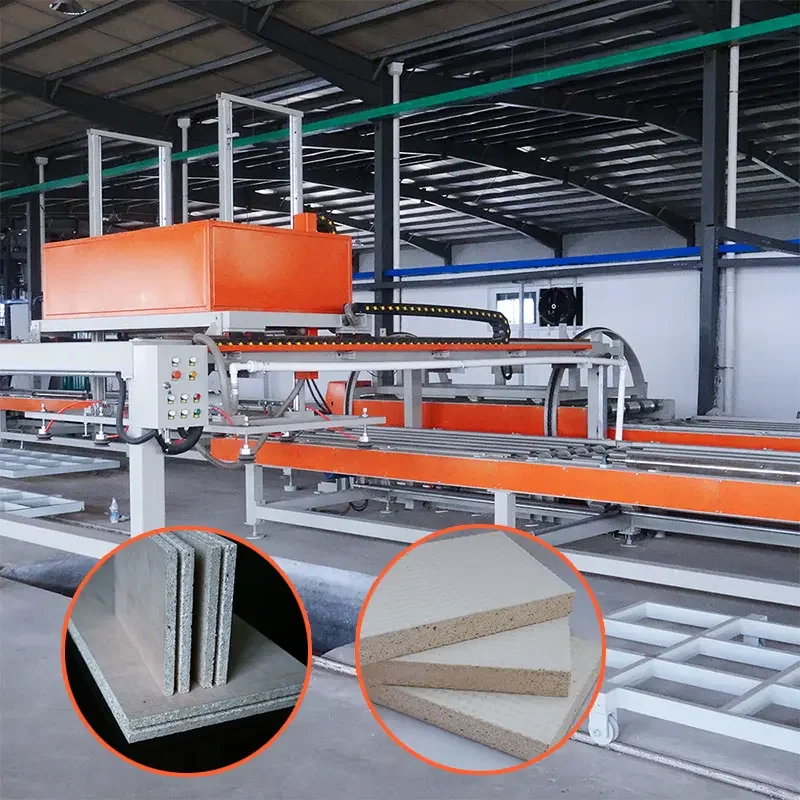 Full Automatic Lightweight Fiber Cement Board Production Line Without Paper Pulp With Fiber Glass Mesh