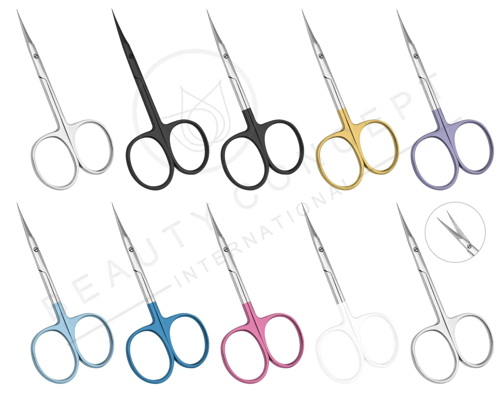 Colored Manicure Scissors Spring Action Russian Manicure Scissors/ Extra Sharp Fine Pointed Russian Cuticle Scissors