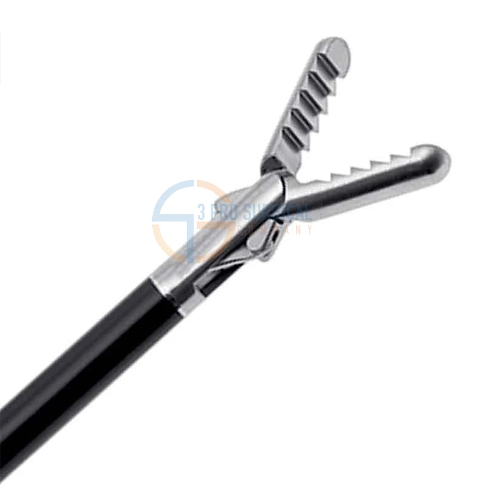 3PRO Fenestrated Grasper Fixation forceps 40mm Double Action Jaws slightly flat jaws 5mm x 45cm