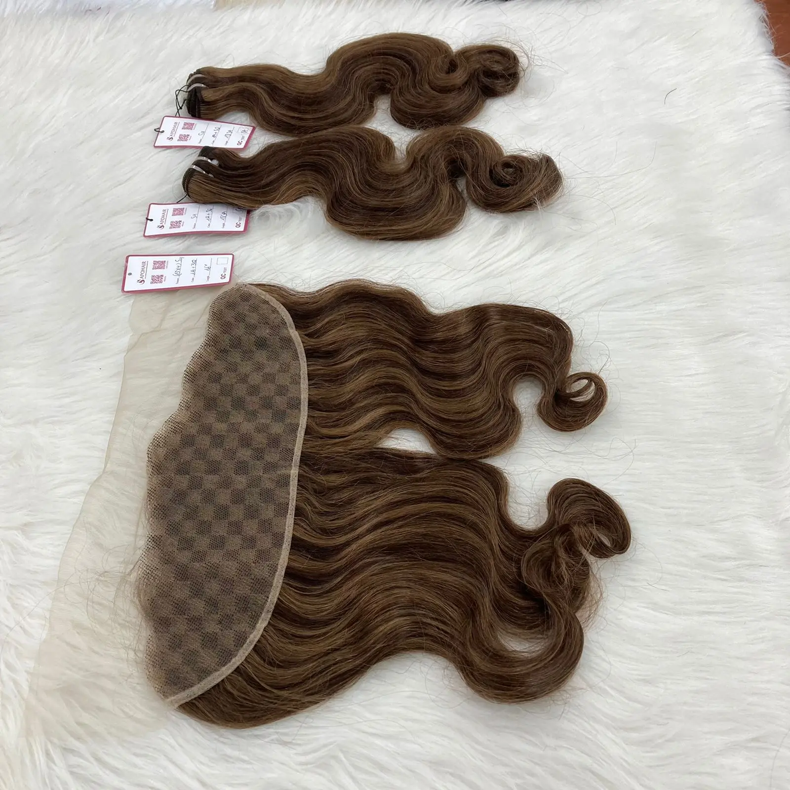 Top Luxury Quality  Machine Weft Mix Color #1A and #3Q Remy Hair 20 Inches Water Wave 100% Remy Top in hair extension