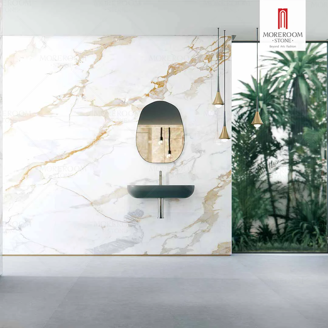 Large Size 1600x3200 12mm Calacatta Gold Matt Sintered Stone Wall Slab Sintered Stone  For Floor