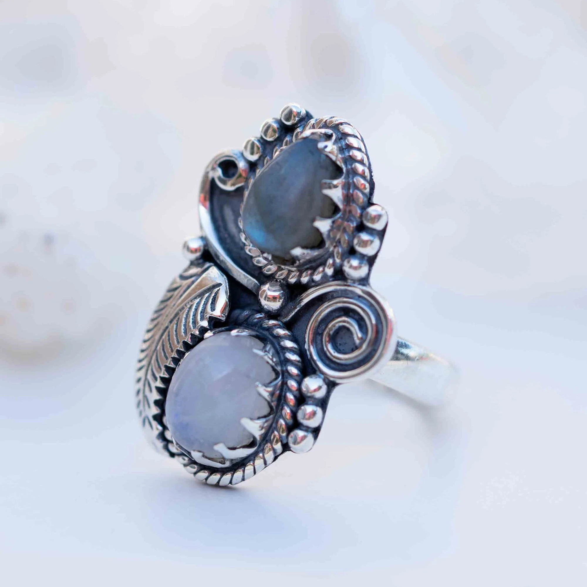 Unique design Labradorite 925 Solid Sterling Silver Wedding Ring Natural Gemstone Good Quality Fine Jewelery Labradorite Ring