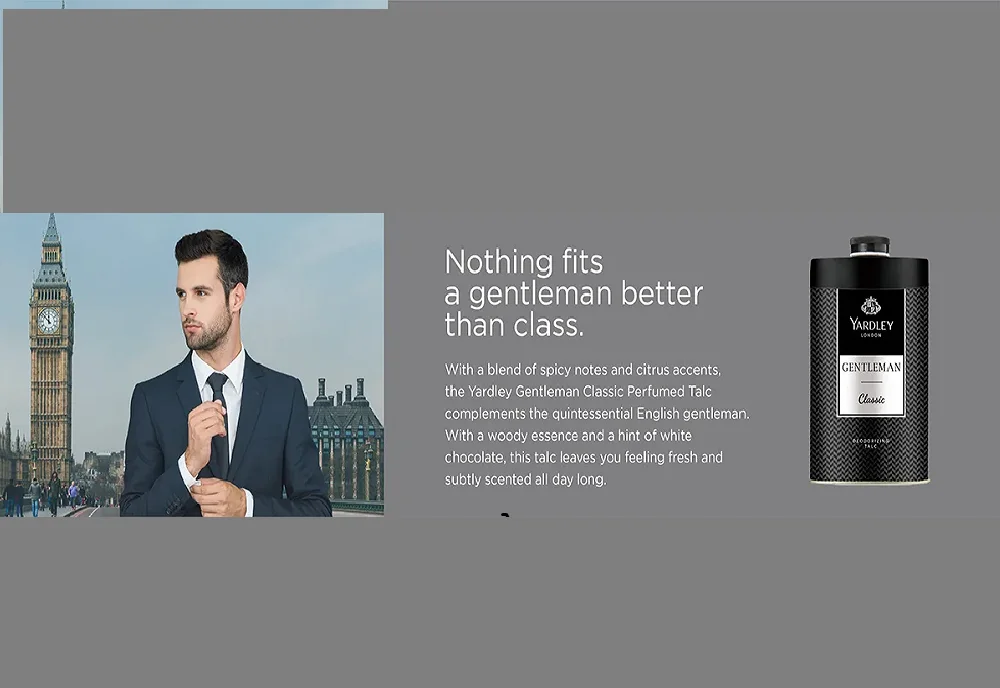 Yardley London Classic 250g Perfumed Talc for Gentle Men Long-lasting Lemon & Woodiness Fragrance