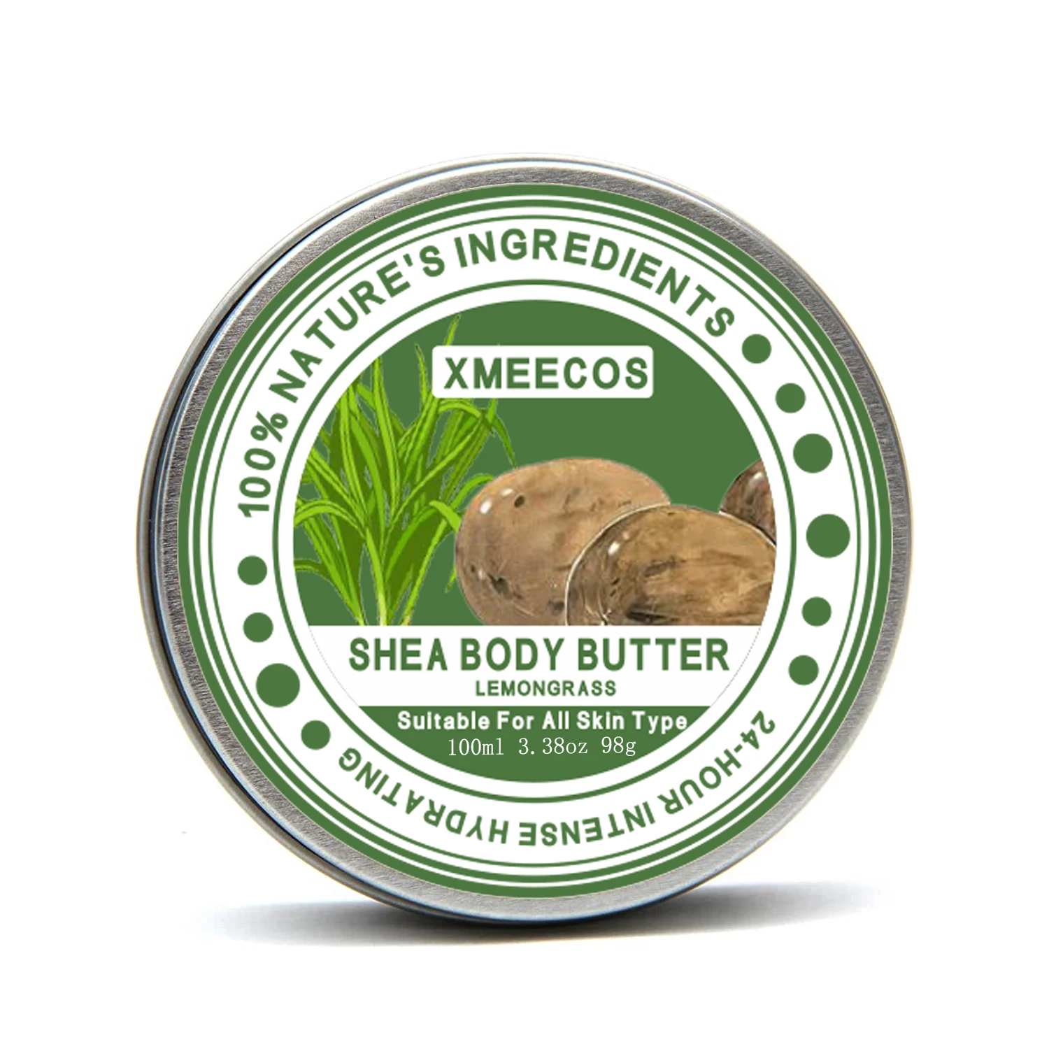 Low Moq Private Label 100% Natural Moisturizing Body Butter Cream Whitening Lemongrass Shea Body Butter