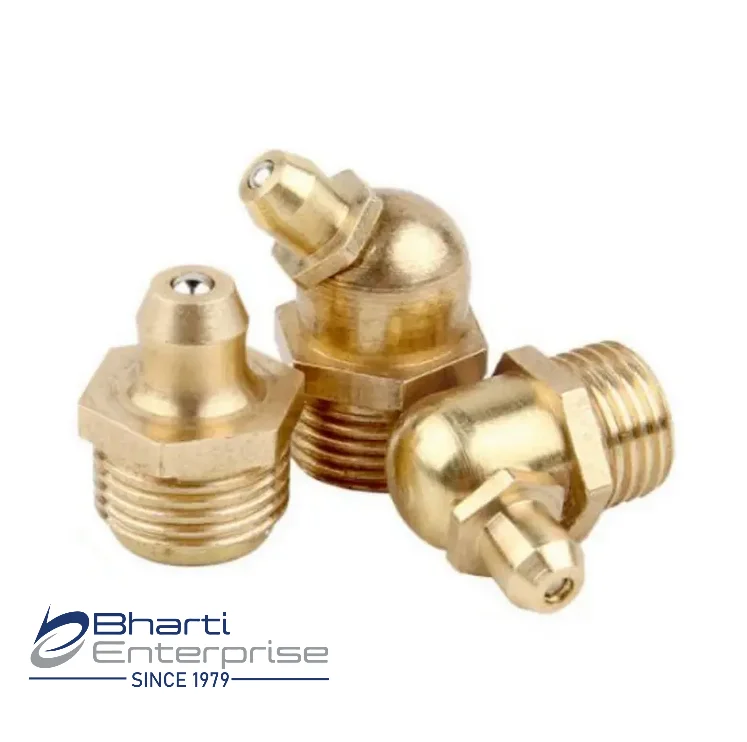 Brass Hydraulic Zerk Grease Nipple Fittings 45degree 90degree and Straight Shape Lubricating Nipples