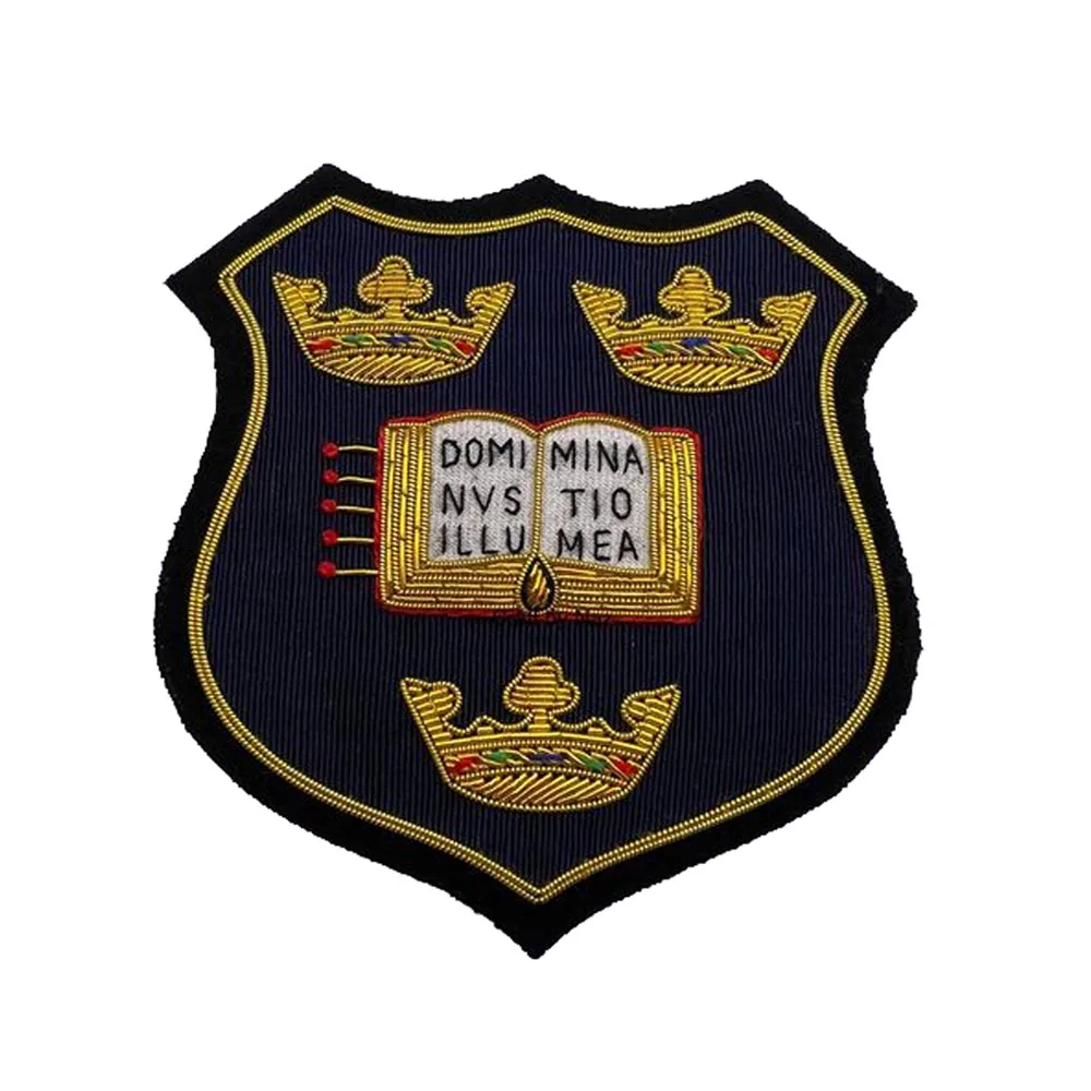 customized hand made embroidery USA blazer badge hat insignia for uniform pocket size patches school badges