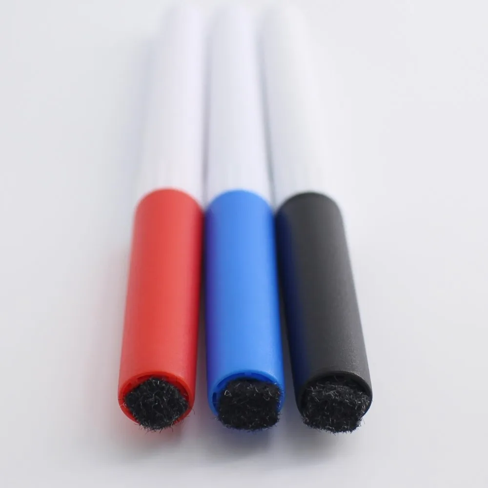 Hot Selling Free Sample Whiteboard Marker Black Blue and White Colors with Convenient Brush Accessory