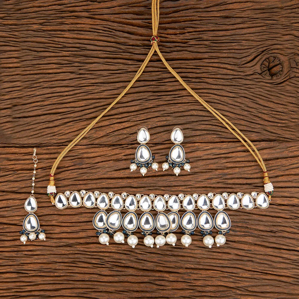 Wholesaler And Manufacturer Of Gold Plated Indo Western Meenakari Necklace Set With Pearls