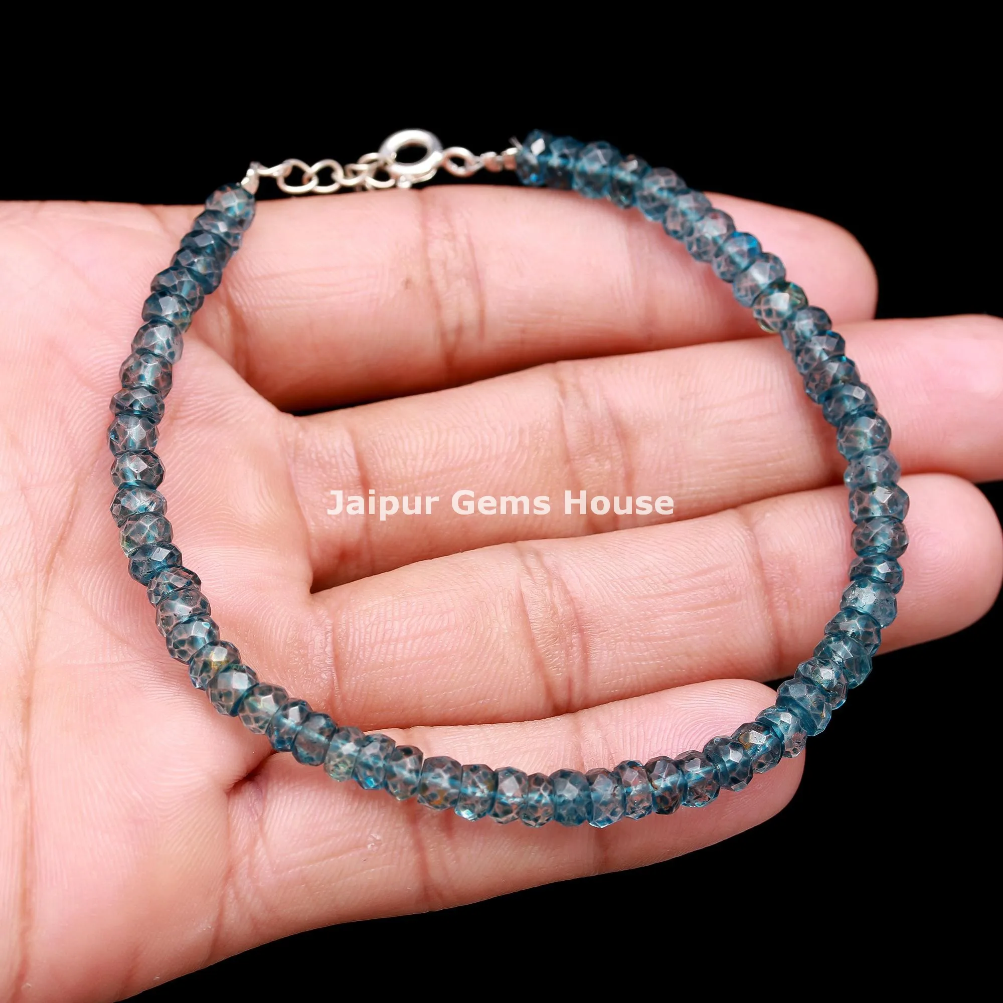 Hot Selling London Blue Topaz Bracelet/Anklet London Blue Coated On White Topaz Crystal Bracelet Healing Chakra Silver Jewelry