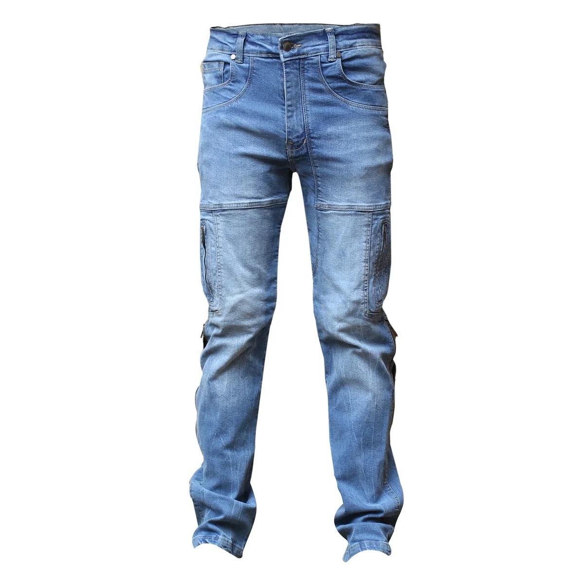 Custom made  Multi Functional Denim Motorbike Jeans with branded Abrasion Resistant & Cut Proof Reinforced Lining material