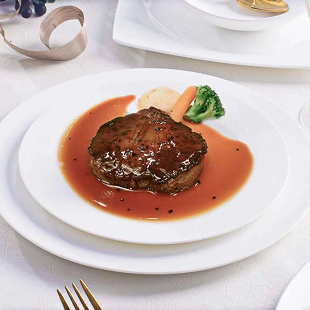 Wholesale Prices Customized Wedding Hotel White Round Fine Sublimated Ceramic Dinner Flat Plates for Hotel Wedding Restaurant