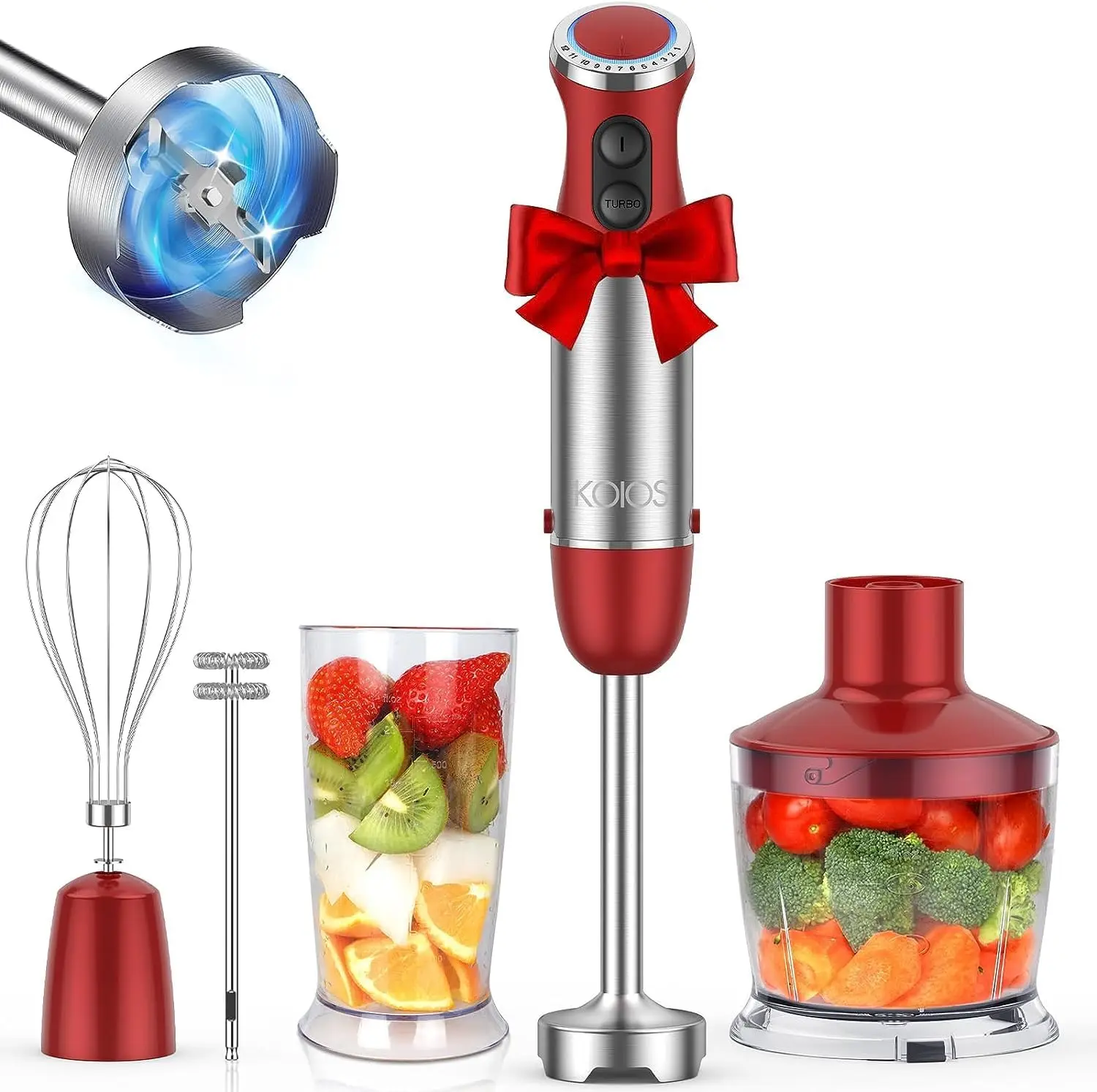 Mini Electric Handheld Blender with Copper Motor Stainless Steel Blade Speed Stick Mixer for Household Use Manual Power Source