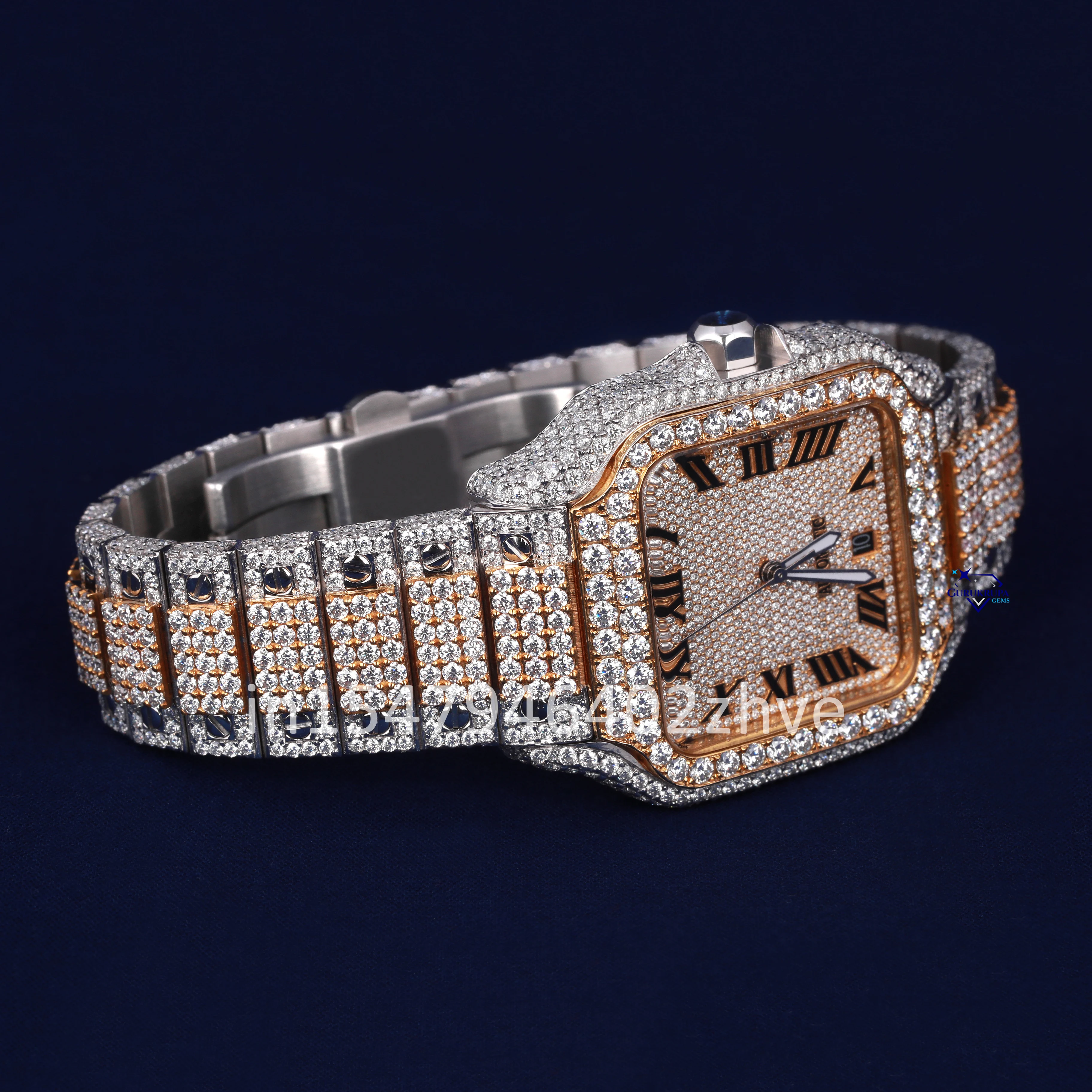 Stunning watch with natural diamonds roman numerals vvs clarity and a stainless steel frame exudes luxurious elegance