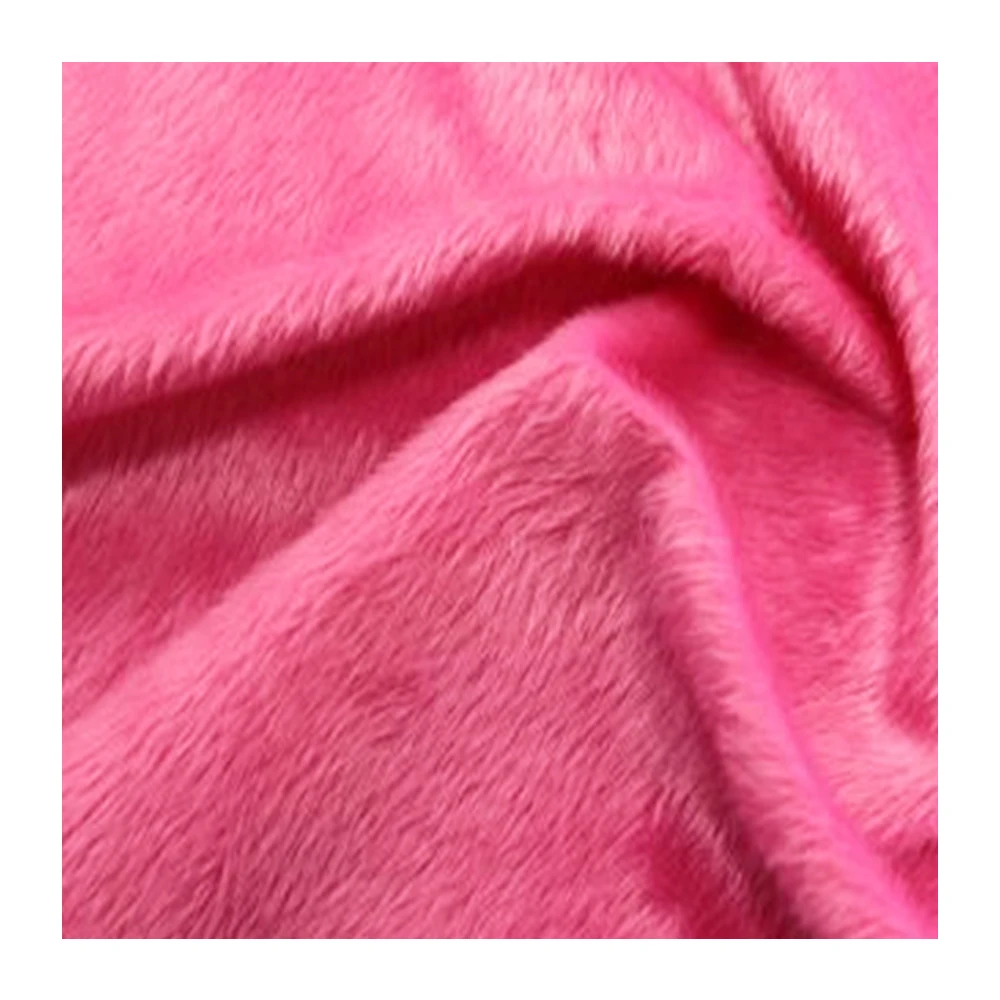 High Quality Pink Tricot 3mm Short Fur Fabric Knitted 100% Polyester Plush Toy Garment Fabric