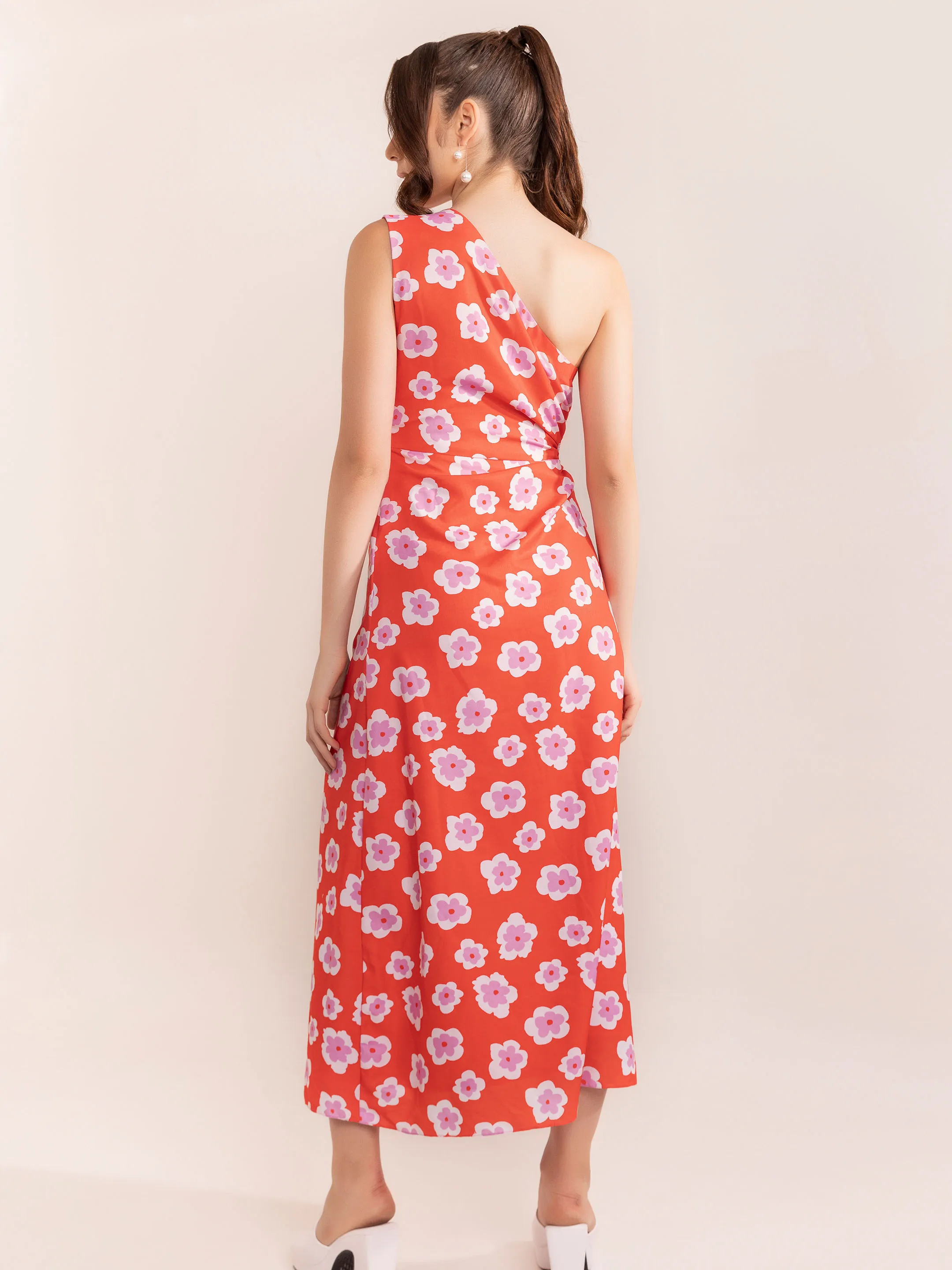 Teaberry red one shoulder dress with side heart shaped cutout Women Casual Maxi Hot Summer Sexy Young Girl casual Dresses
