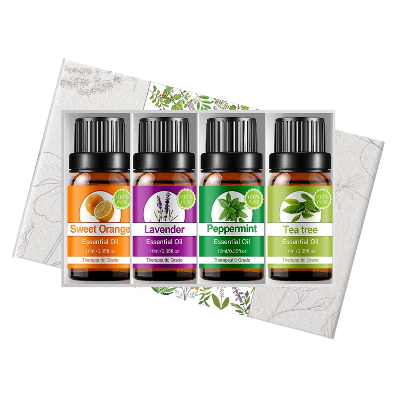 In stock Pure Oil Gift Set Lavender Peppermint Eucaluptus Tea tree Aromatherapy Oil