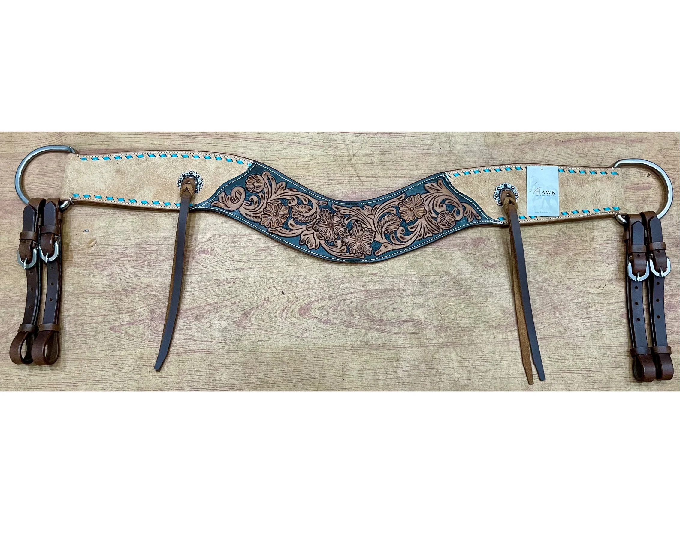 Wholesale Latest Design Tripping Collar Premium Quality Leather Horse Western Antique Rough Out Breast Carving and Tooled