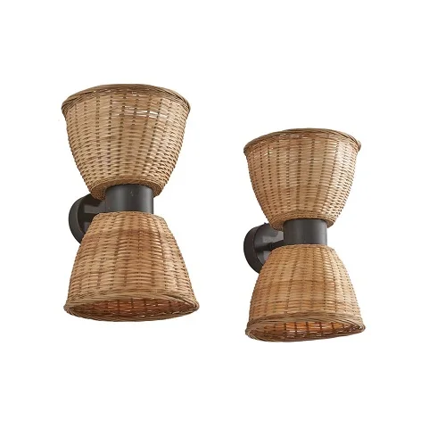 hot sale Antique Design Rattan wall lamp Light Wood Lamp Natural Bamboo Chandelier For Restaurant Loft Bedroom