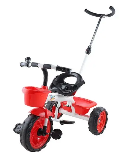 Maple Kids Baby Trike Tricycle with Parental Handle - White & Red