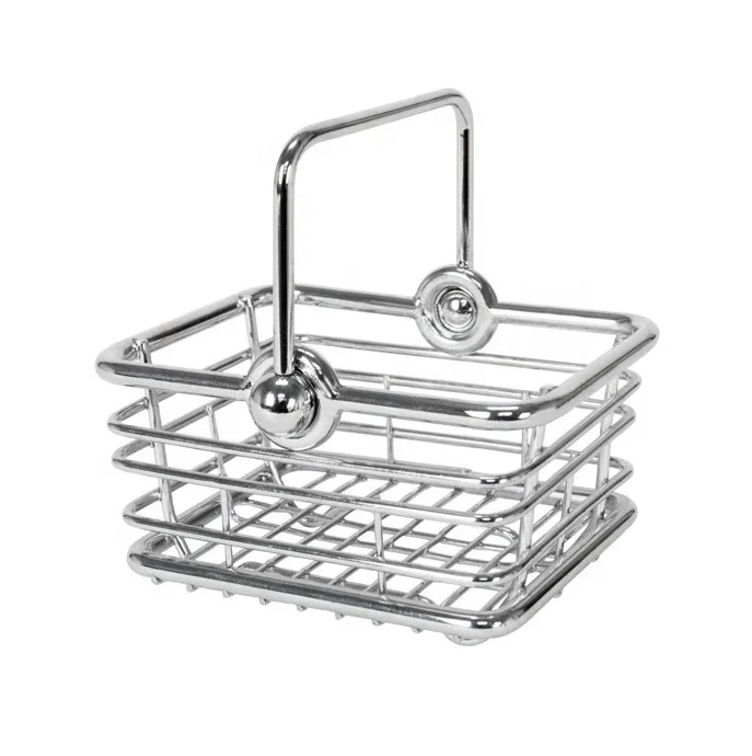 High Quality Steel Small Wire Basket Modern Design Chrome Handle Best Selling Table Organizer Home Office Kitchen Storage Basket