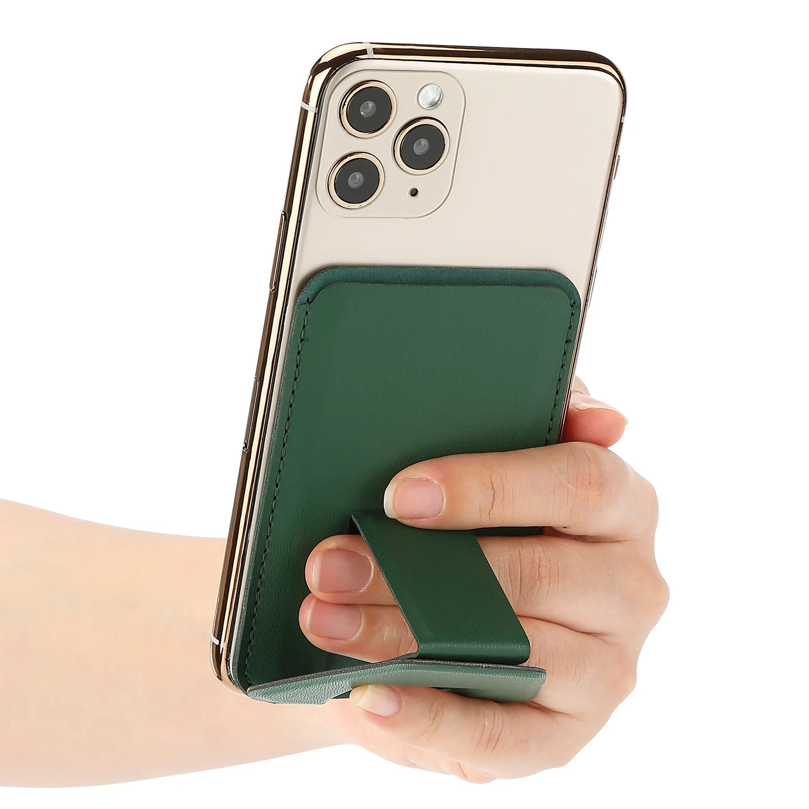 Manufacturer Wholesale Support Custom Solid Color PU Leather Folding Portable Magnetic Phone Holder