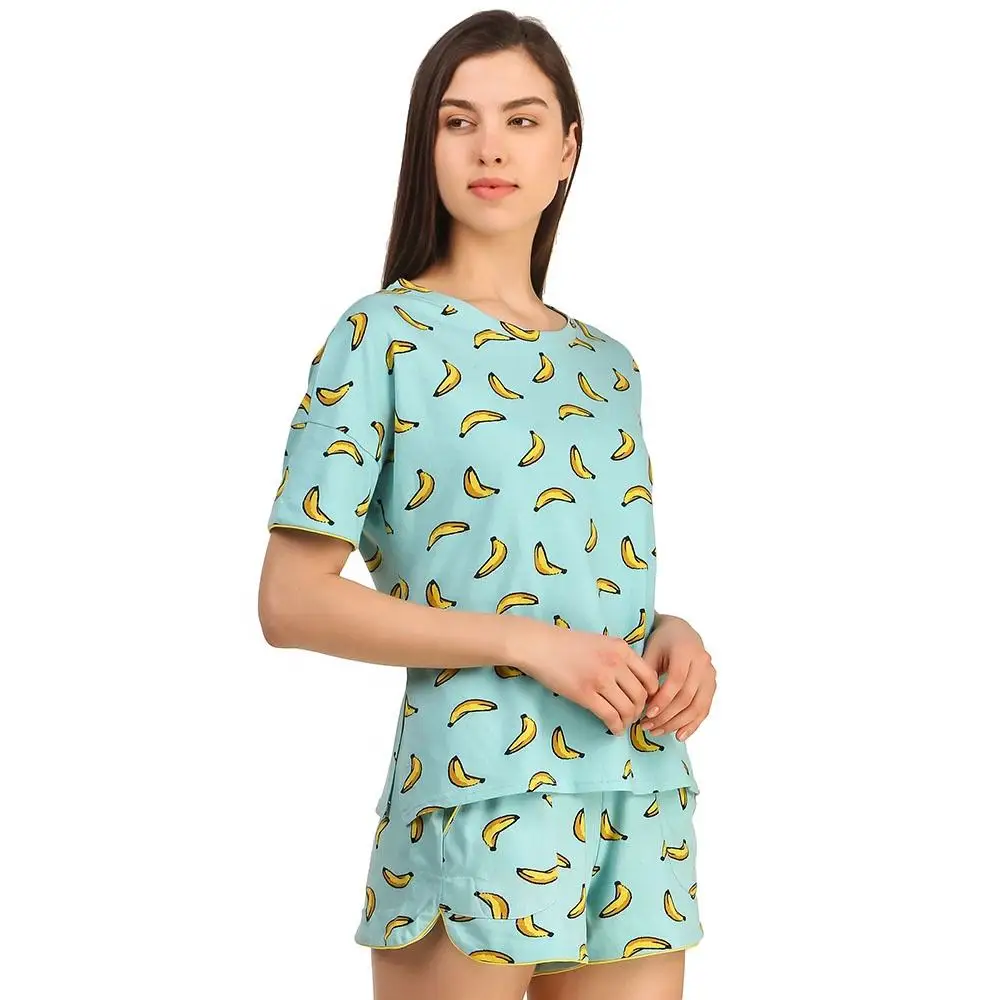 Custom Design 2-Piece Casual Streetwear Short Set for Women Banana Print Solid Pattern Fashionable Summer Fashionwear