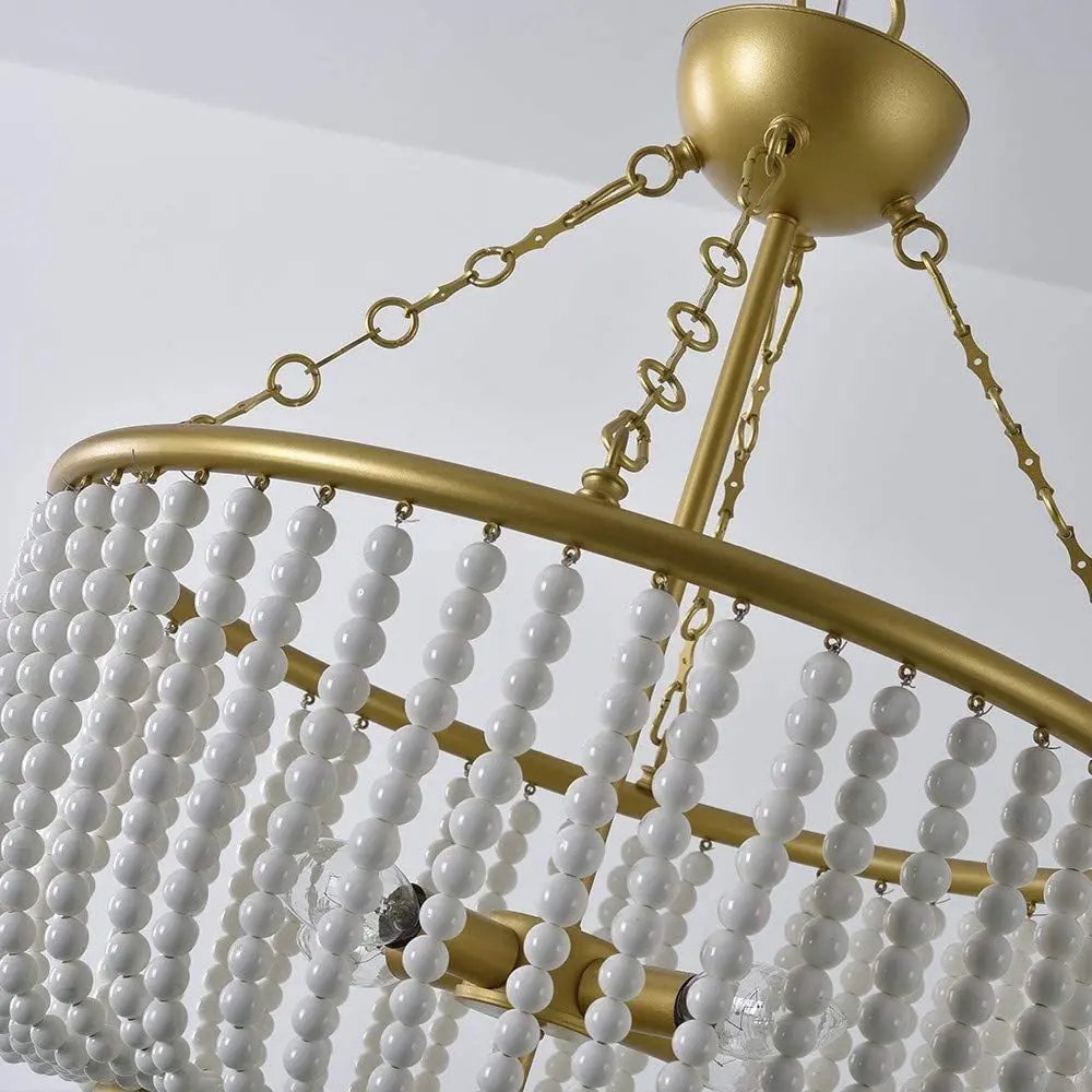 Customization American retro new style romantic warm wood bead boho artistic modern luxury lamp chandeliers & pendant lights