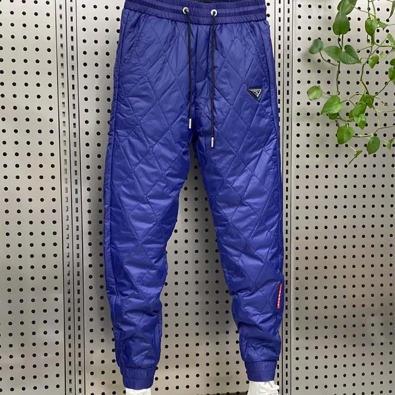 Wholesale Winter Oem Latest Designs Quilted Puffer Drawstring Thermal Slim Fit Down Outdoor Pants Cotton Trouser For Men