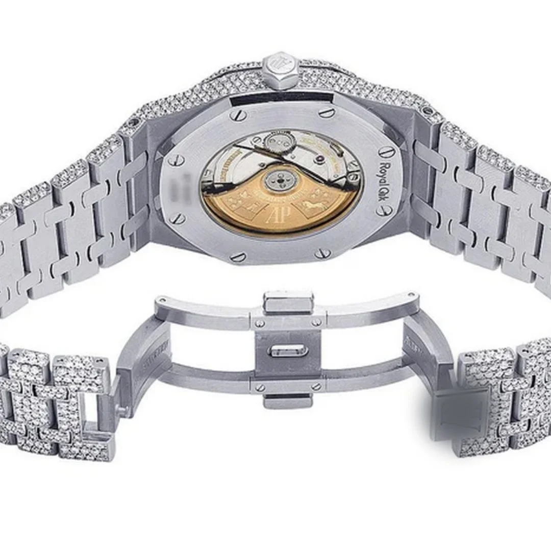mechanical mens big face iced out bling belt bezel silver tester pass vs chrono custom logo with box moissanite diamond watch