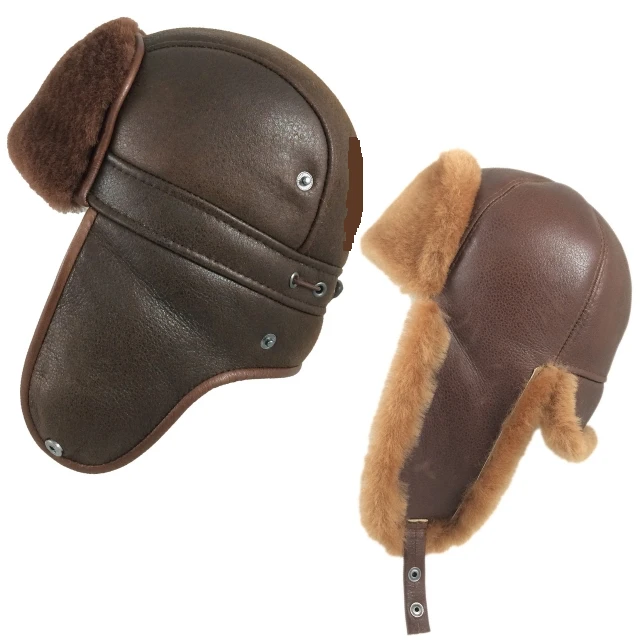 New Arrival Wholesale Genuine Leather Snow Caps High Quality Windproof Multi Purpose Usage Warm Hats With Custom Colors