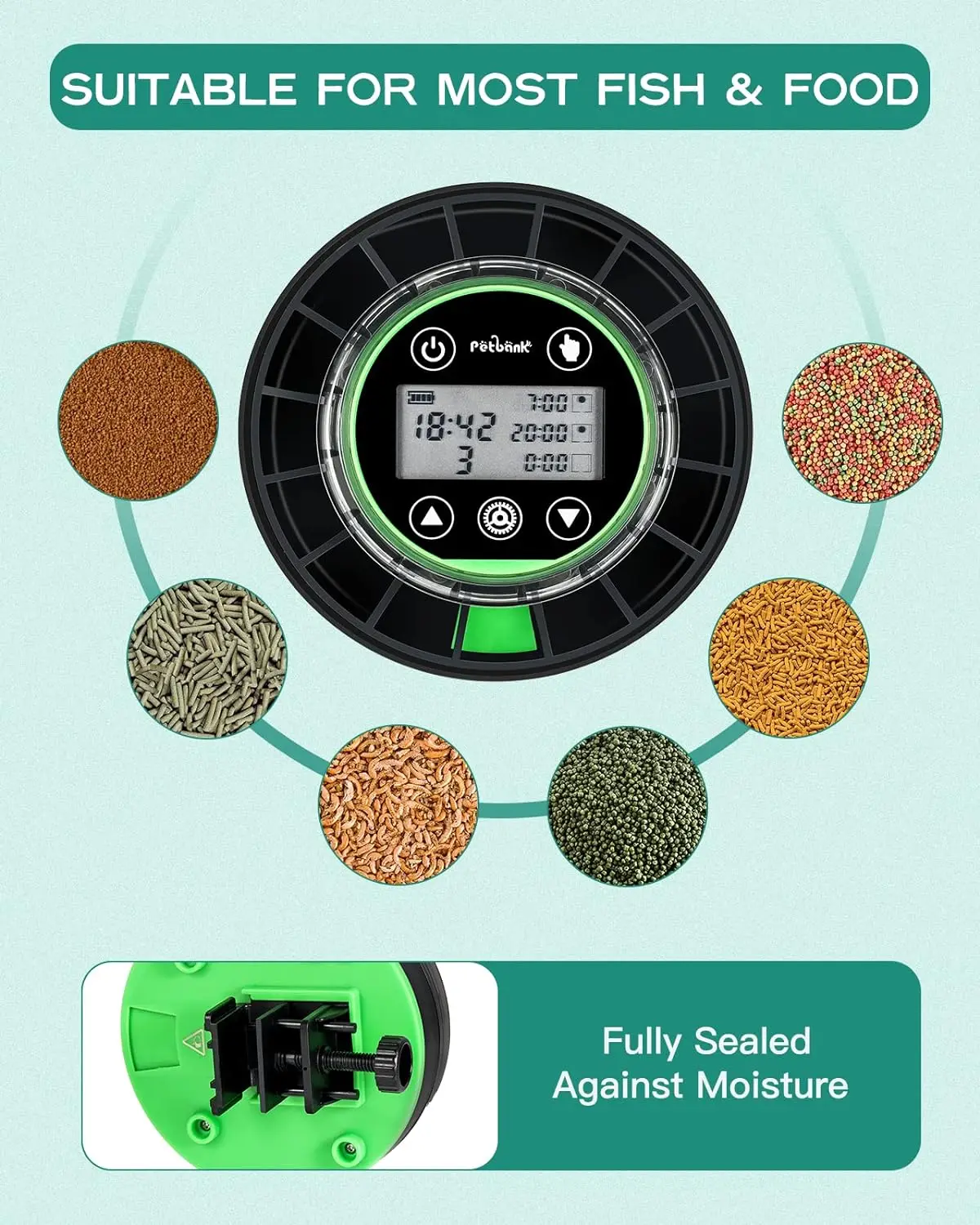 buy wholesale Automatic Fish Feeder for Aquarium Rechargeable Fish Feeder Automatic Dispenser with Timer