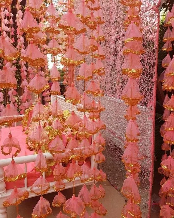 Net String Gota Lace Wedding Decorations Party Event Festive  Decor Idea Multi Color Stage Backdrop Ganpati Temple Decoration