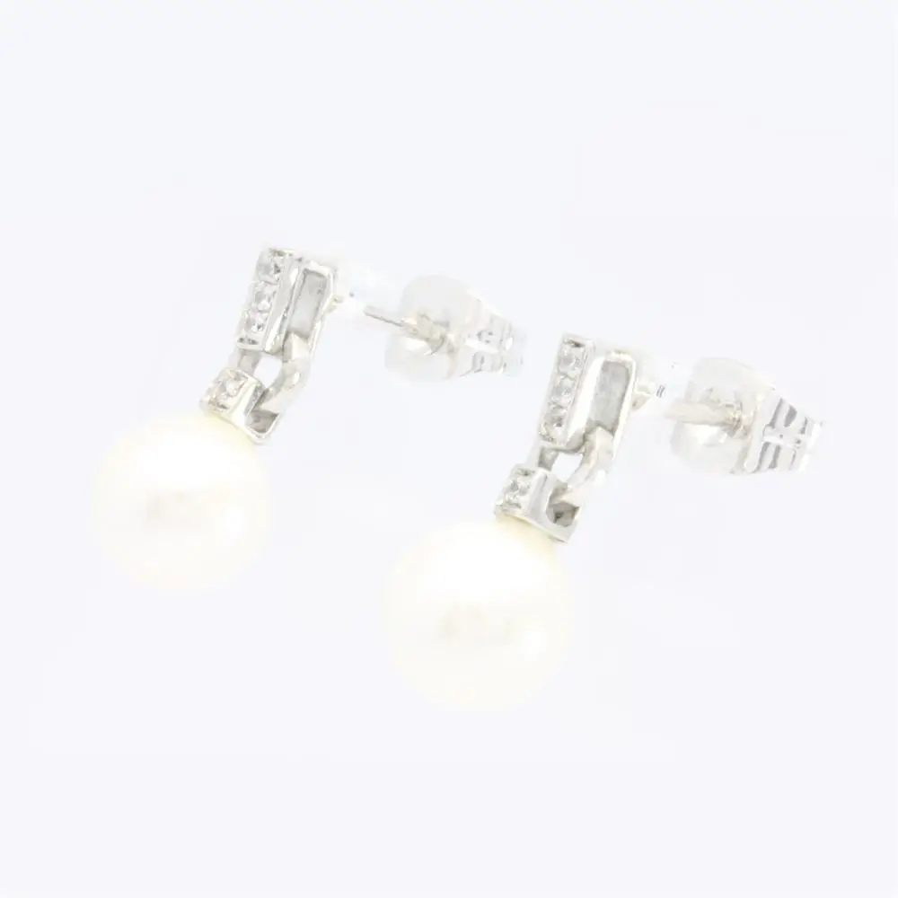 OEM ODM Luxury Dainty Latest design 18K 14K 9K White Gold Pendant Earrings Simple Gold Pearl Jewelry Set Wholesale