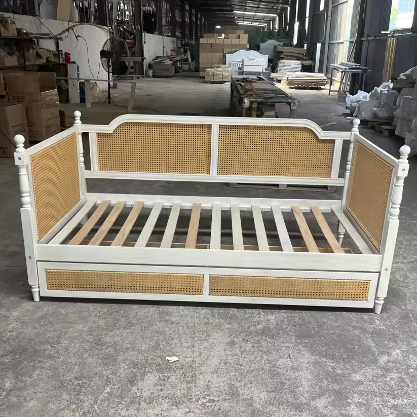 Rattan Bed Latest Design Furniture Queen Wood Bed Modern Luxury Bedroom 24/7 Service Bed Hardwood Vietnam Manufacturer