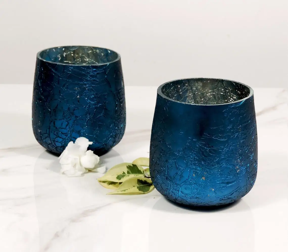 Scented Candles Luxury Low MOQ Decorative blue classic glass votives gift box set of 2 Customize Color Wholesaler