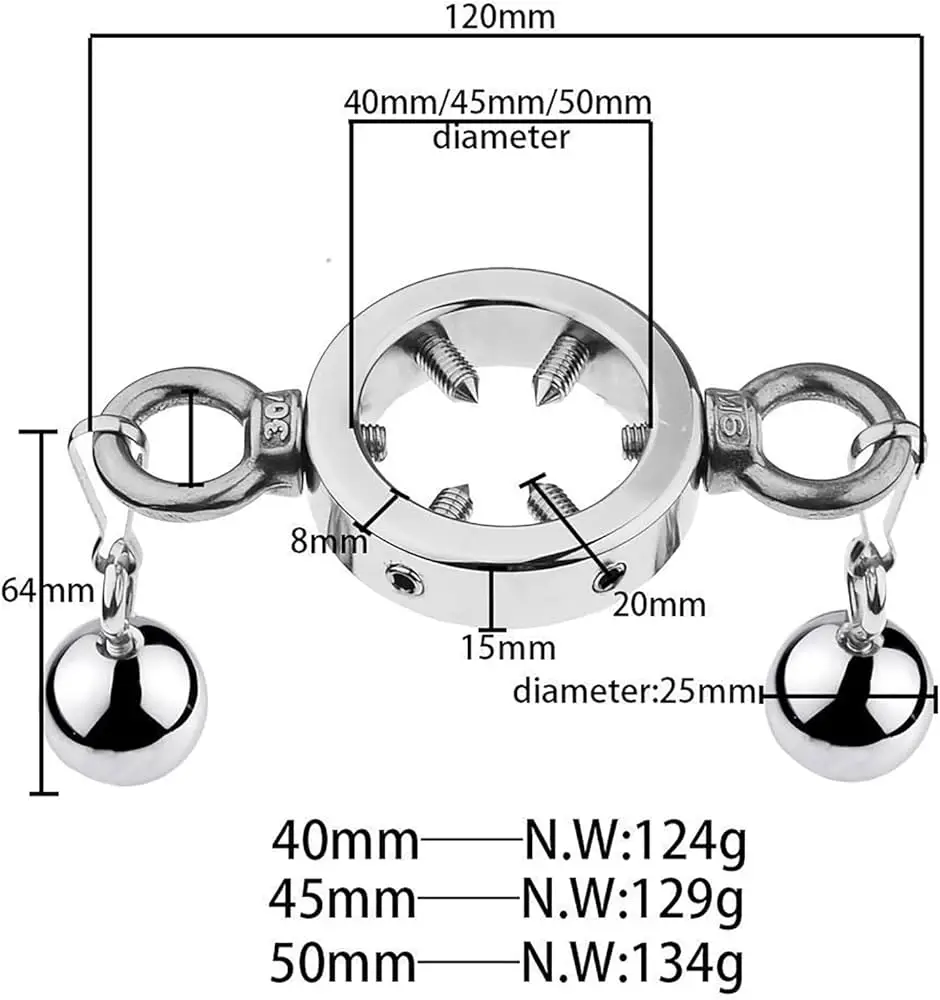 Steel Bdsm CBT Scrotum Pendant Ball Stretcher Ring