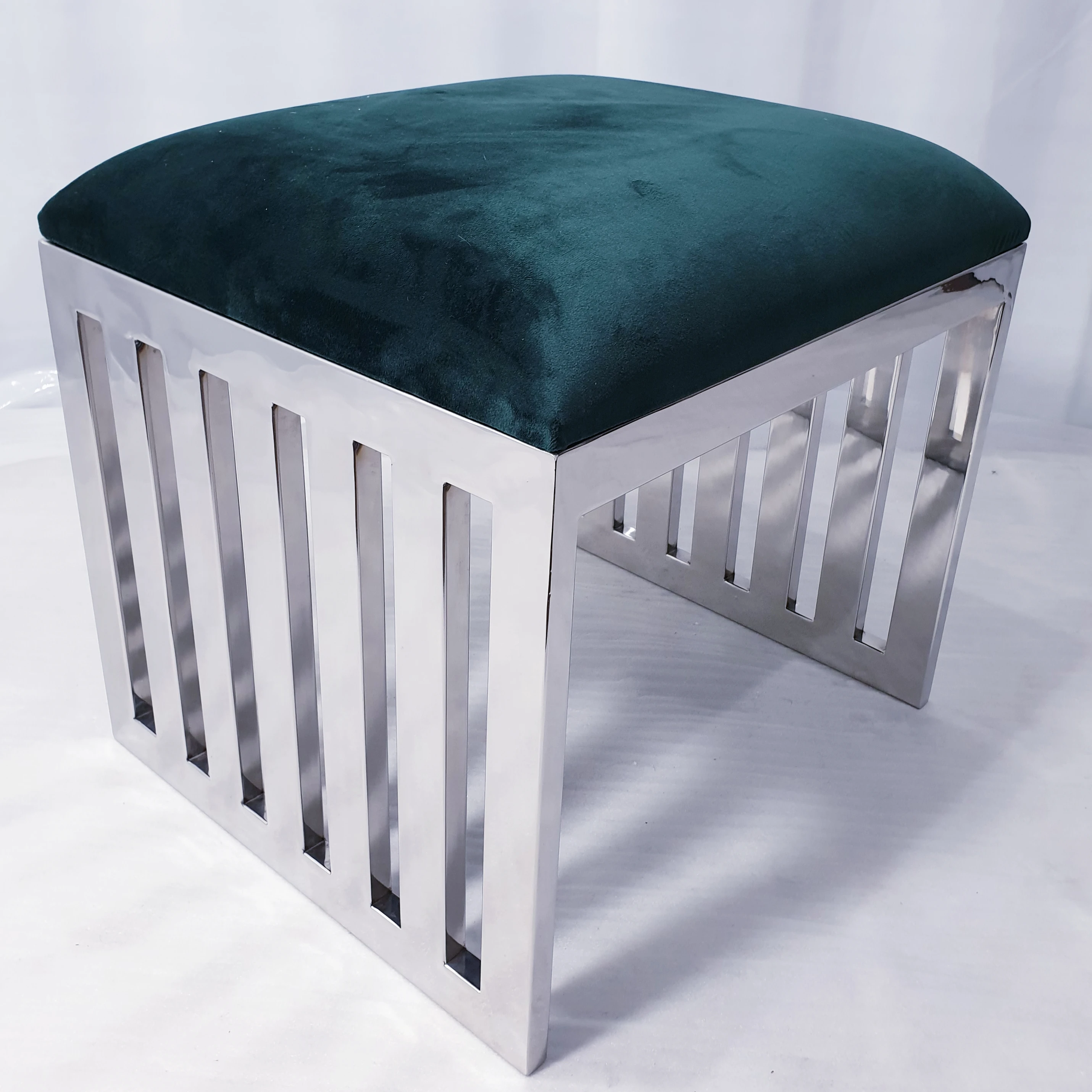 Strips Stool in High quality Stainless Steel mirror finish with Leather Cushion seat in multiple colors for home & office use