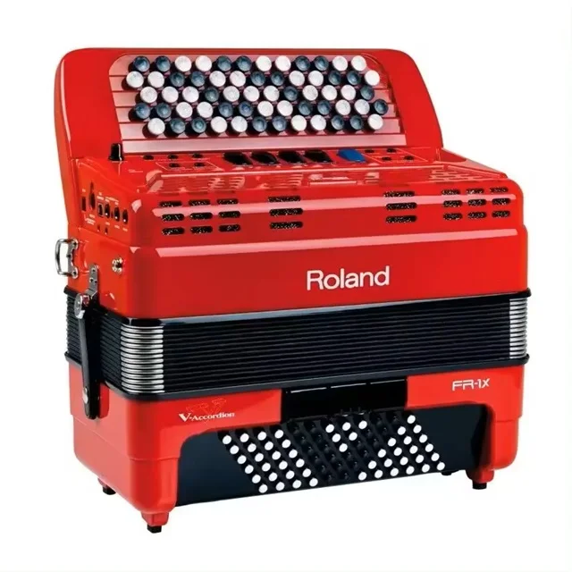 Assert New FR-1XB RD V-Accordion Button Type Red Built-in Amp Speaker Red Available Discount Brand New