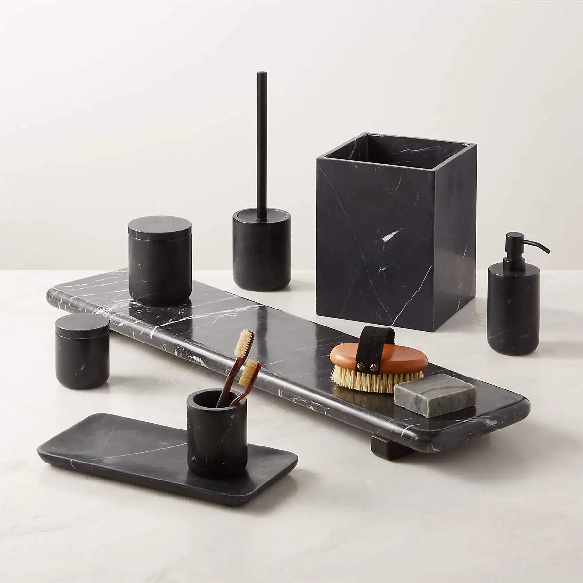 Antique Soap dispenser pump toothbrush holder tumbler soap dish 6-piece Marble bathroom accessories set marble design