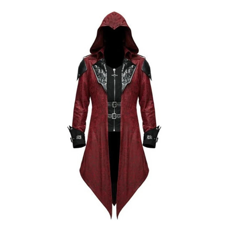 BAIGE Assassin Cosplay Medieval Man Streetwear Hooded Jackets Outwear Costume Edward Assassins Creed Halloween Costume