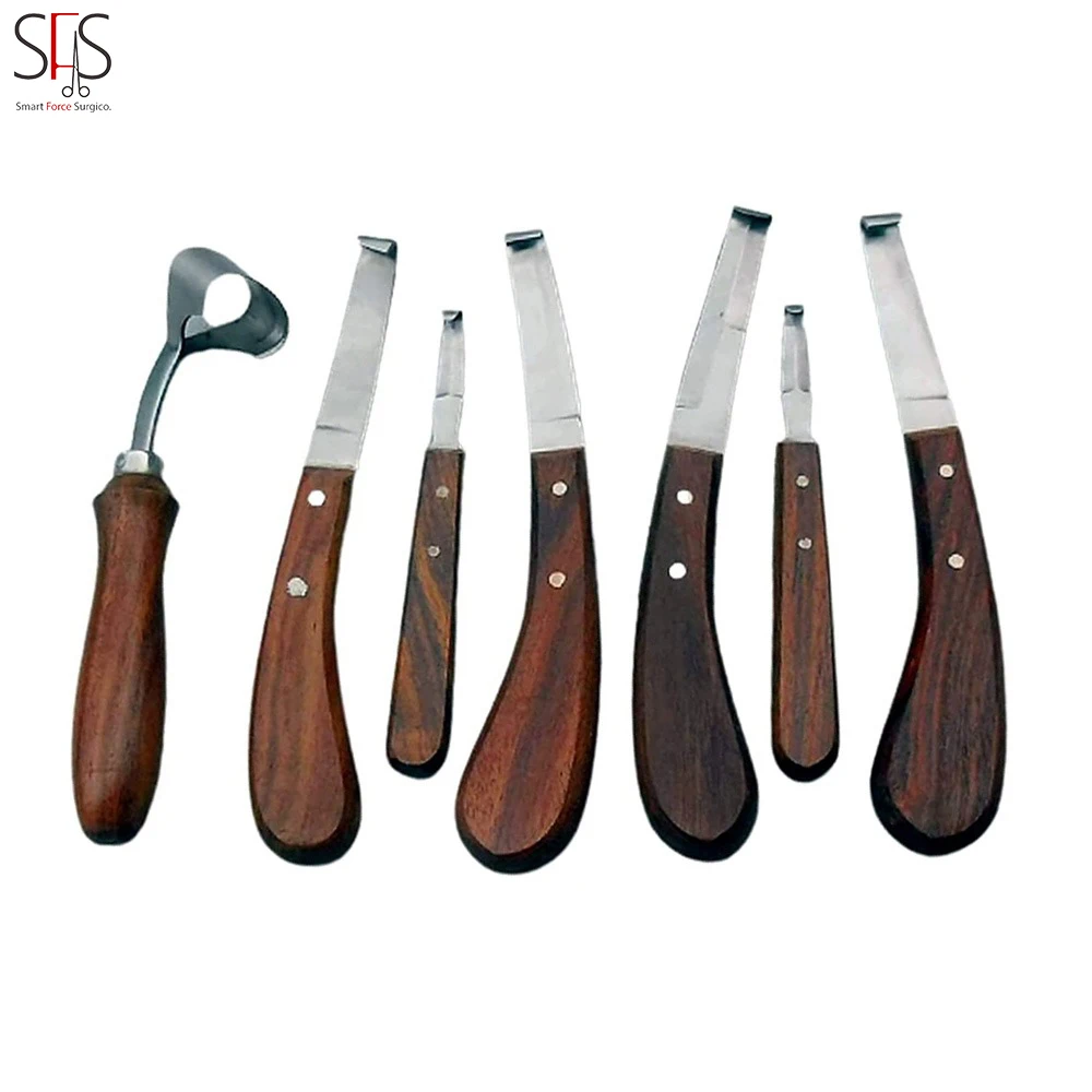 Hoof Knife Set 7 Hoof Knives Wide & Narrow Blade Double Edge